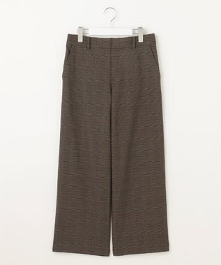 J.PRESS LADIES L 【洗える】T/Rアルガンシルクチェック ワイド パンツ ブラウンチェック系