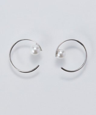 Phoebe 【金属アレルギー対応】カーブラインパールピアス/サージカルステンレス シルバー シルバー