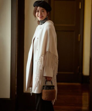 23区 ウールカシミヤ トライアングル ストール ベージュ系