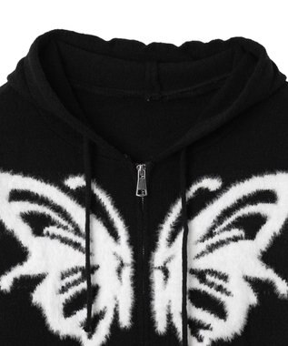 WEGO バタフライWジップシャギーパーカー ブラック