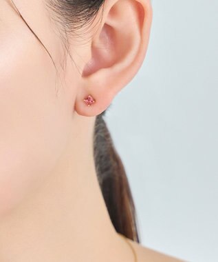 Phoebe シャインフレームスクエアピアス　レッド（片耳） レッド