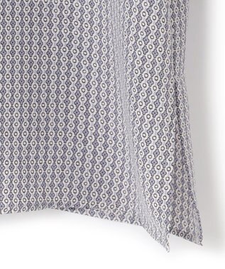 23区 L 【洗える】ヴィンテージ プリント ピンタック ブラウス サックスブループリント