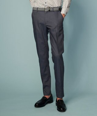 JOSEPH ABBOUD 【キングサイズ・ウエストも伸びる！/ストレッチ】ミックスリネンシャンブレーパンツ グレー系