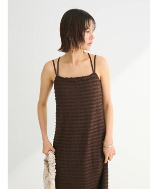 Green Parks カップ付きフリル生地キャミワンピース Brown