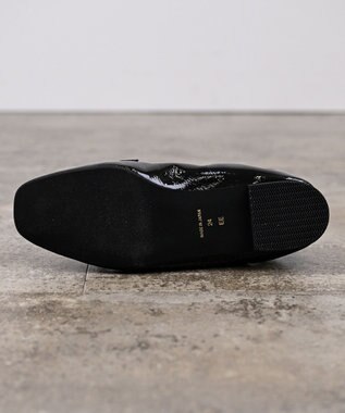 nouvelleRobe Oū 【本革・高反発】Square スクエアトゥ パール付きモカシン ブラックエナメル