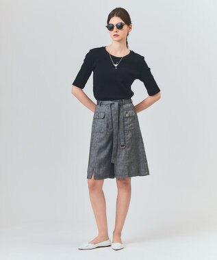 GRACE CONTINENTAL ハーフスリーブリブトップ ブラック