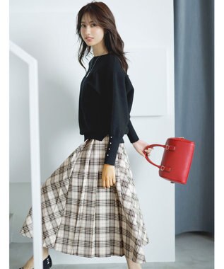 ANY SIS 【洗える】サイドプリーツチェックフレア スカート アイボリーチェック