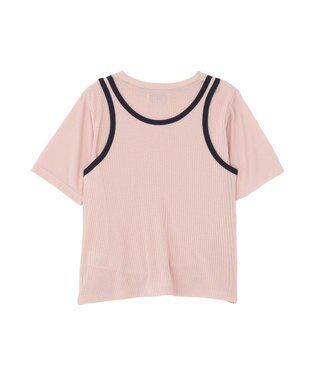 AMERICAN HOLIC 【PENNEY'S】配色タンクトップ+Tシャツ Pink