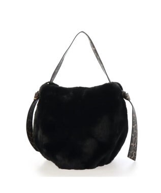 UNBILLION cachecache サイドリボンエコファー2wayショルダーバッグ ブラック