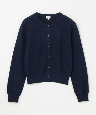 組曲 KIDS 【150-160㎝】フラワーアイレット カーディガン ネイビー系