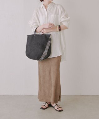 russet スリム2WAYトートバッグ <ナイロンラフィア>(CE-1717-WEB) Black