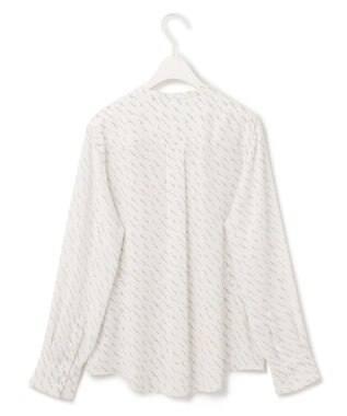 ICB 【洗える・UVケア】BackSatinAmunzen キーネックブラウス ダイアゴナルライン柄系