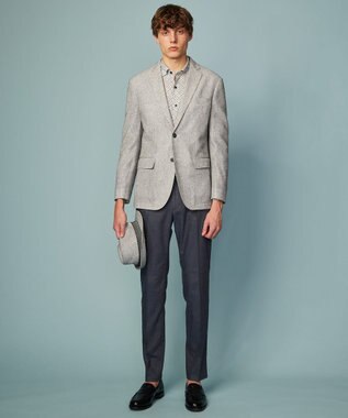 JOSEPH ABBOUD 【キングサイズ・ウエストも伸びる！/ストレッチ】ミックスリネンシャンブレーパンツ グレー系