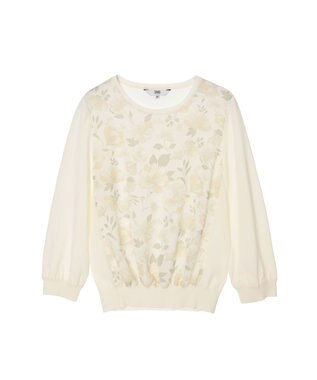 DAKS フローラルプリントコンビ クルーネックプルオーバー アイボリー