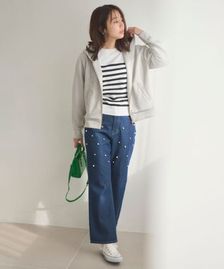 Feroux ランダムパールデニム パンツ ネイビー系