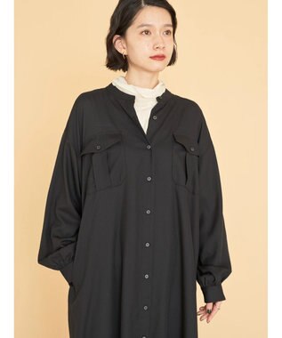 AMERICAN HOLIC イージーケアＷポケットシャツワンピース Black