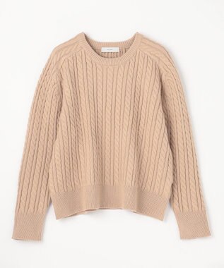 ANY L 【洗濯機可】クロップド丈ケーブルニット ベージュ