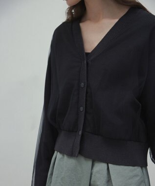 BEIGE， 【洗える・GISELe 4月号掲載】MYRTLE / チュールレイヤードカーディガン Slate