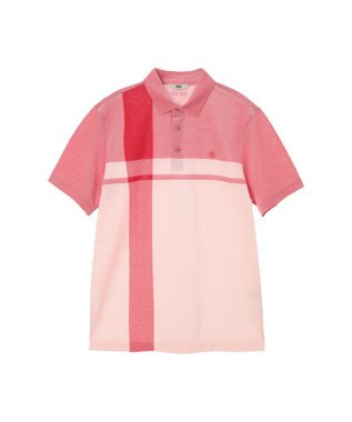 DAKS [DAKS GOLF] チェック冷感半袖ポロシャツ レッド