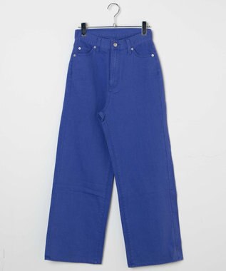 WEGO カラーウエストフィットワイドストレートパンツ ブルー