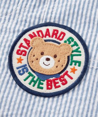 MIKI HOUSE HOT BISCUITS 【80-120cm】 ワッペン 6分丈 ハーフパンツ ブルー