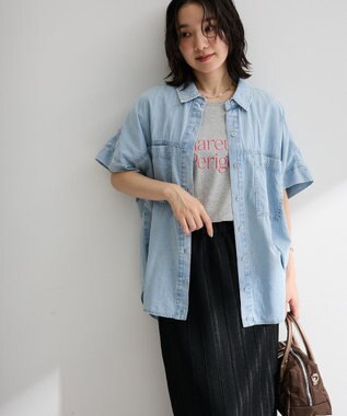 Green Parks シアーデニム２ＷＡＹビックドルマンシャツ Light Indigo