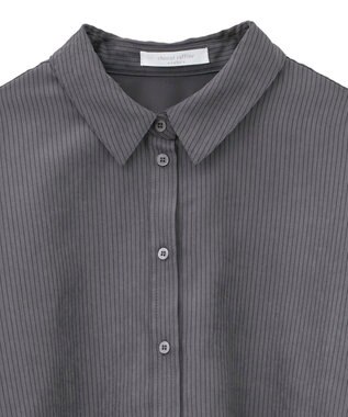 Green Parks シルキータッチストライプシャツ Charcoal Gray