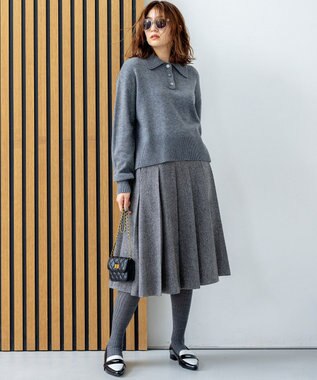 組曲 カシミヤブレンドバルキーポロ ニット グレー系