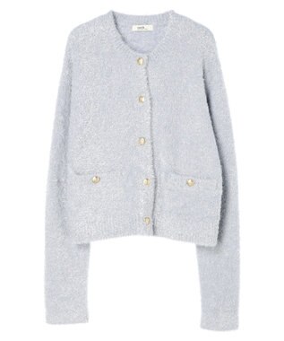 earth music&ecology キラキラシャギーカーディガン Light Gray