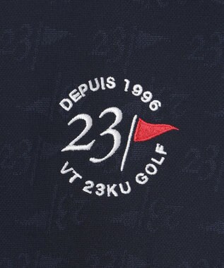 23区GOLF 【WOMEN】フラッグロゴジャガード ポロシャツ ネイビー系