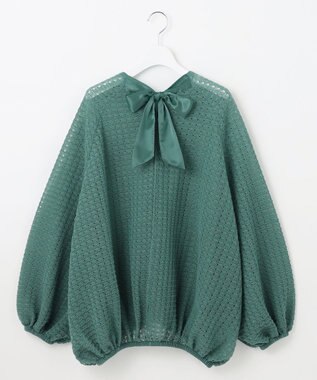 自由区 【カトリエムブーケ】Texture formeバックリボンディテールプルオーバー スモーキーブルー