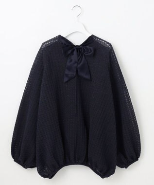 自由区 【カトリエムブーケ】Texture formeバックリボンディテールプルオーバー ネイビー