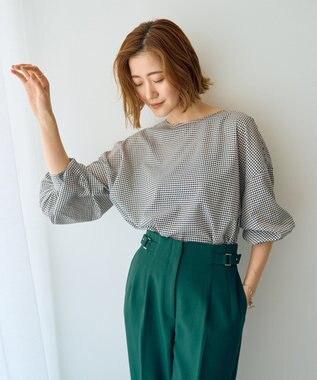 YECCA VECCA 2wayボリューム袖ブラウス Hounds Tooth