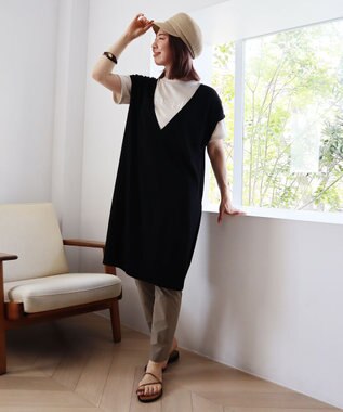 UNFILO 【撥水/ＵＶケア】ニットチュニック ブラック系