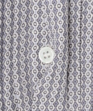 23区 L 【洗える】ヴィンテージ プリント ピンタック ブラウス サックスブループリント