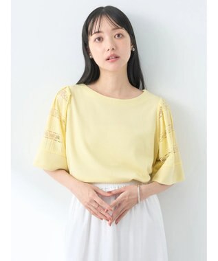 earth music&ecology フレア袖レースプルオーバー Light Yellow