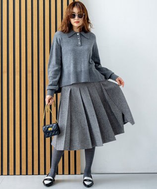 組曲 カシミヤブレンドバルキーポロ ニット グレー系