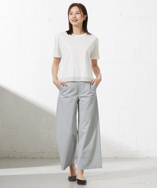 J.PRESS LADIES L 【接触冷感】コットンスムース カフス袖 カットソー ホワイト系