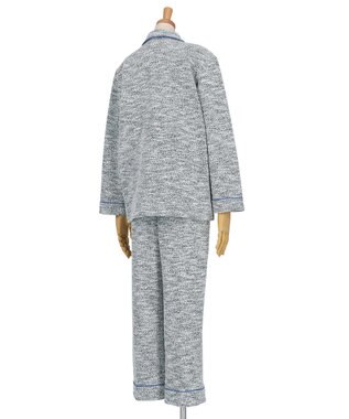 une nana cool 【綿混】カジュアルスラブツィード 長袖開襟パジャマ ブラック系