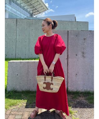 Green Parks ボリューム袖ロングワンピース Red