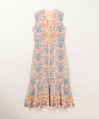 GRACE CONTINENTAL サラサストライププリントワンピース ベージュ