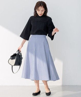 組曲 【洗える】C/Nyブロード スカート ネイビー系1