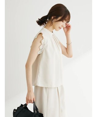 Green Parks ・ＥＬＥＮＣＡＲＥ　ＤＵＥ　リネンライクレースブラウス Ivory