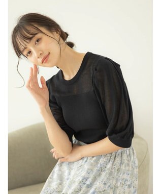 earth music&ecology シアーパワショルニットプルオーバー Black