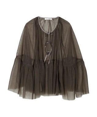 Green Parks リボンチュールデザインブラウス Khaki