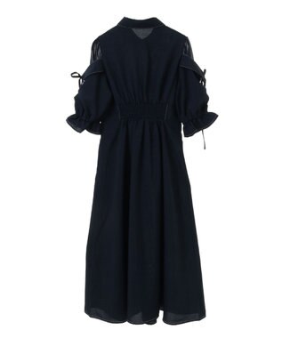 earth music&ecology レイヤードショルダー配色ステッチワンピース Deep Blue