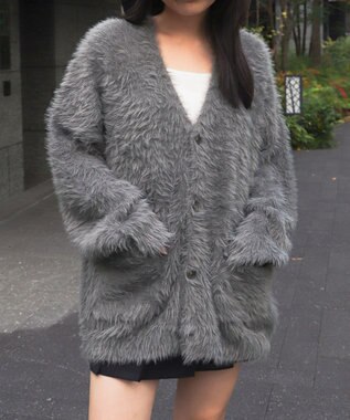 WEGO 【ユニセックス着用ITEM】フェザーカーディガン グレー