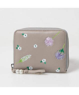 UNBILLION ペルケ perche / ボタニカルフラワー刺繍ラウンドパームフィットウォレット