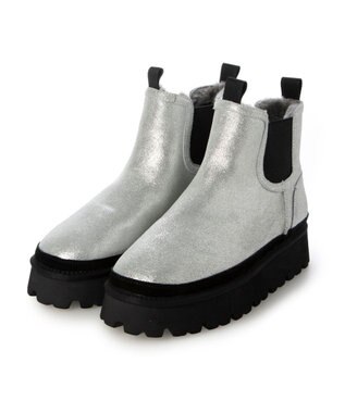 MODE ET JACOMO <carino>本革ムートン　サイドゴアショートブーツ シルバー