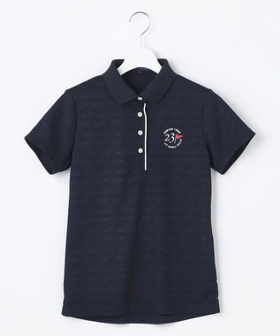 23区GOLF 【WOMEN】フラッグロゴジャガード ポロシャツ ネイビー系